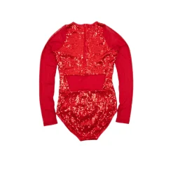 Sequin Raglan Mesh Sleeve Leotard
