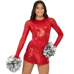 Sequin Raglan Mesh Sleeve Leotard