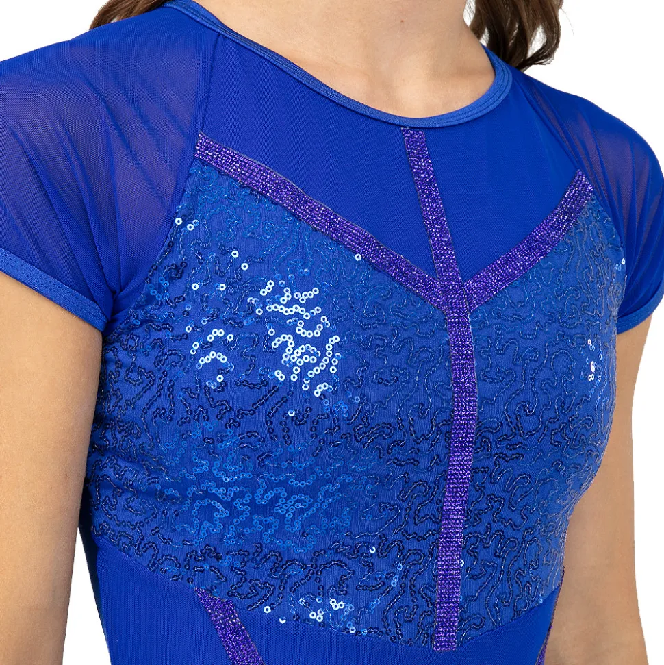 Sequin Rhinestone Short Sleeve Leotard