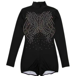 Shine On Rhinestone Long Sleeve Biketard