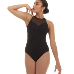 Sweetheart Mesh High Neck Scoop Back Leotard