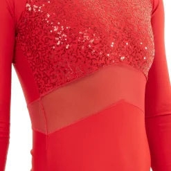 Sweetheart Sequin Mesh Panel Leotard