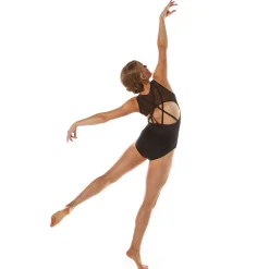 V-Neck Mesh Keyhole Leotard