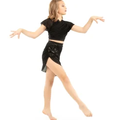 Youth Asymmetrical Mesh Skirt With Attached High Waist Brief
