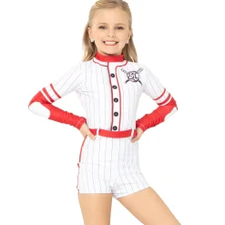 Youth Baseball Strike Out Pin Stripe Biketard