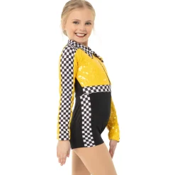 Youth Checkered Long Sleeve Biketard