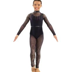 Youth Deco Vertical Lines Mesh Unitard