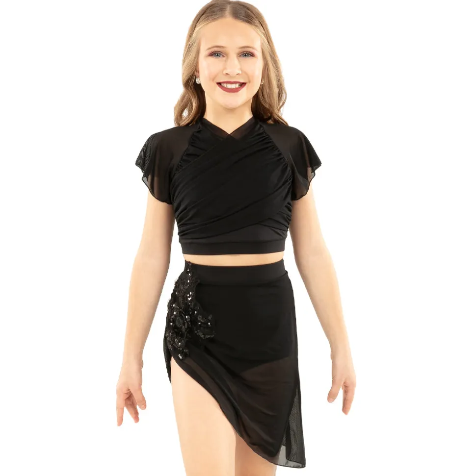 Youth Flutter Sleeve Performance Crop Top