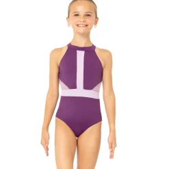 Youth Halter Cut Out Mesh Open Back Leotard