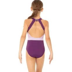 Youth Halter Cut Out Mesh Open Back Leotard