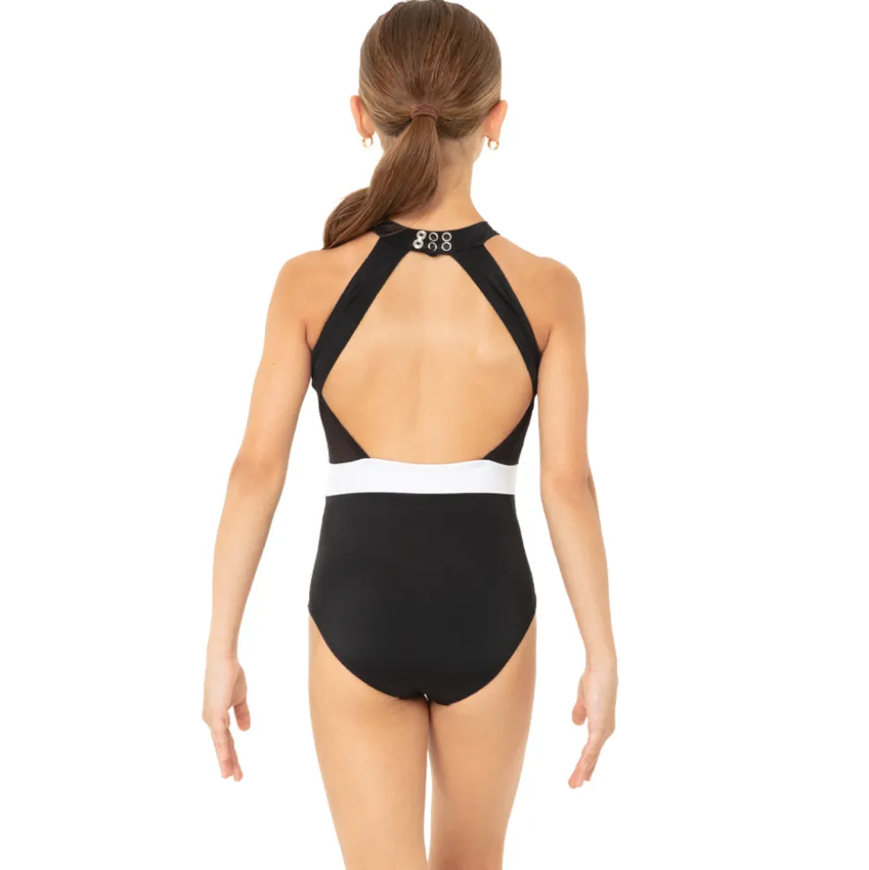 Youth Halter Cut Out Mesh Open Back Leotard