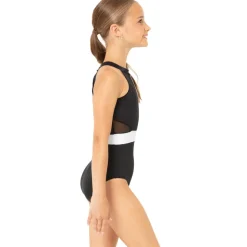 Youth Halter Cut Out Mesh Open Back Leotard