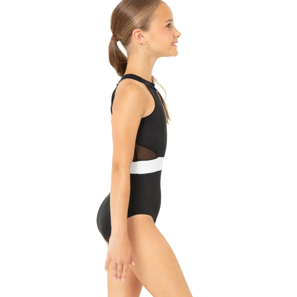 Youth Halter Cut Out Mesh Open Back Leotard