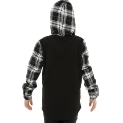 Youth Long Sleeve Hooded Plaid Shirt