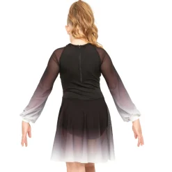 Youth Long Sleeve Midi Ombre Gathered Panel Lyrical Dress