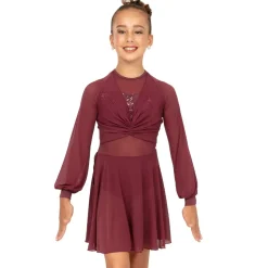 Youth Long Sleeve Midi Sequin Gathered Panel Dress