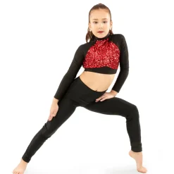 Youth Long Sleeve Sequin Performance Crop Top