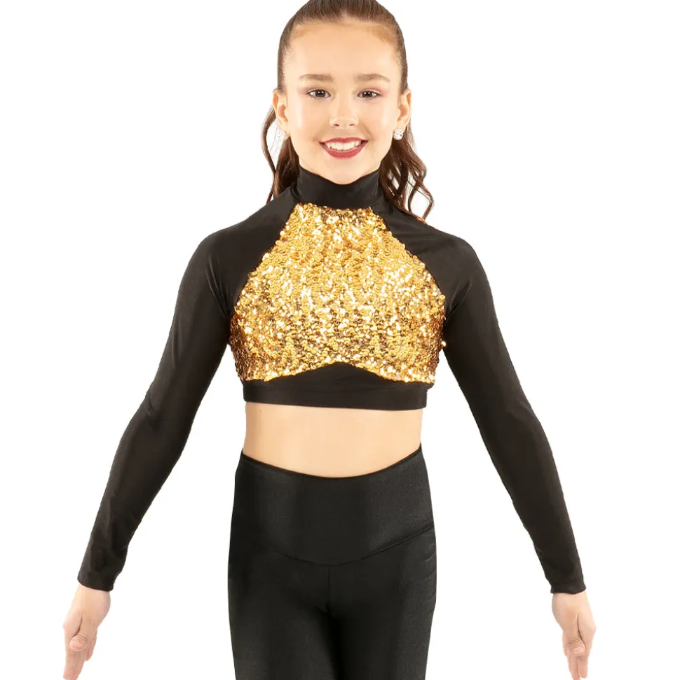 Youth Long Sleeve Sequin Performance Crop Top
