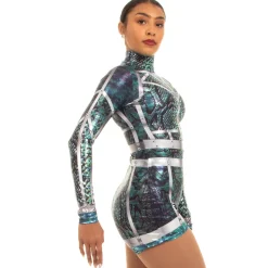 Youth Matrix Snakeskin Foil Biketard
