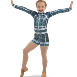 Youth Matrix Snakeskin Foil Biketard