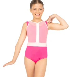 Youth Mesh Overlay Cross Back Leotard