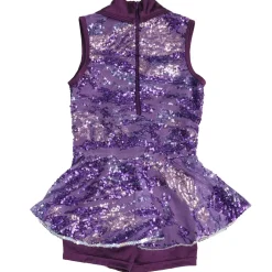 Youth Sequin Belted Shawl Collar Biketard