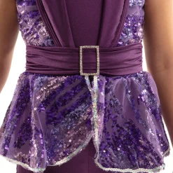 Youth Sequin Belted Shawl Collar Biketard
