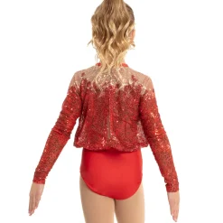 Youth Sequin Billowed Long Sleeve Floral Leotard