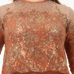 Youth Sequin Billowed Long Sleeve Floral Leotard