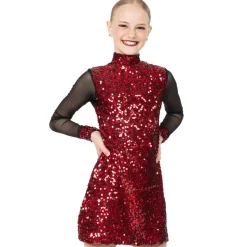 Youth Sequin Long Mesh Sleeve Tunic Dress