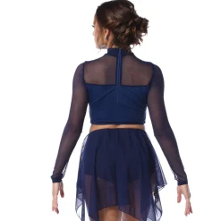 Youth Sequin Long Sleeve Mesh Crop Top