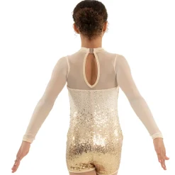 Youth Sequin Ombre Waterfall Long Sleeve Biketard