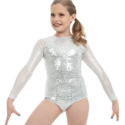 Youth Sequin Raglan Mesh Sleeve Leotard