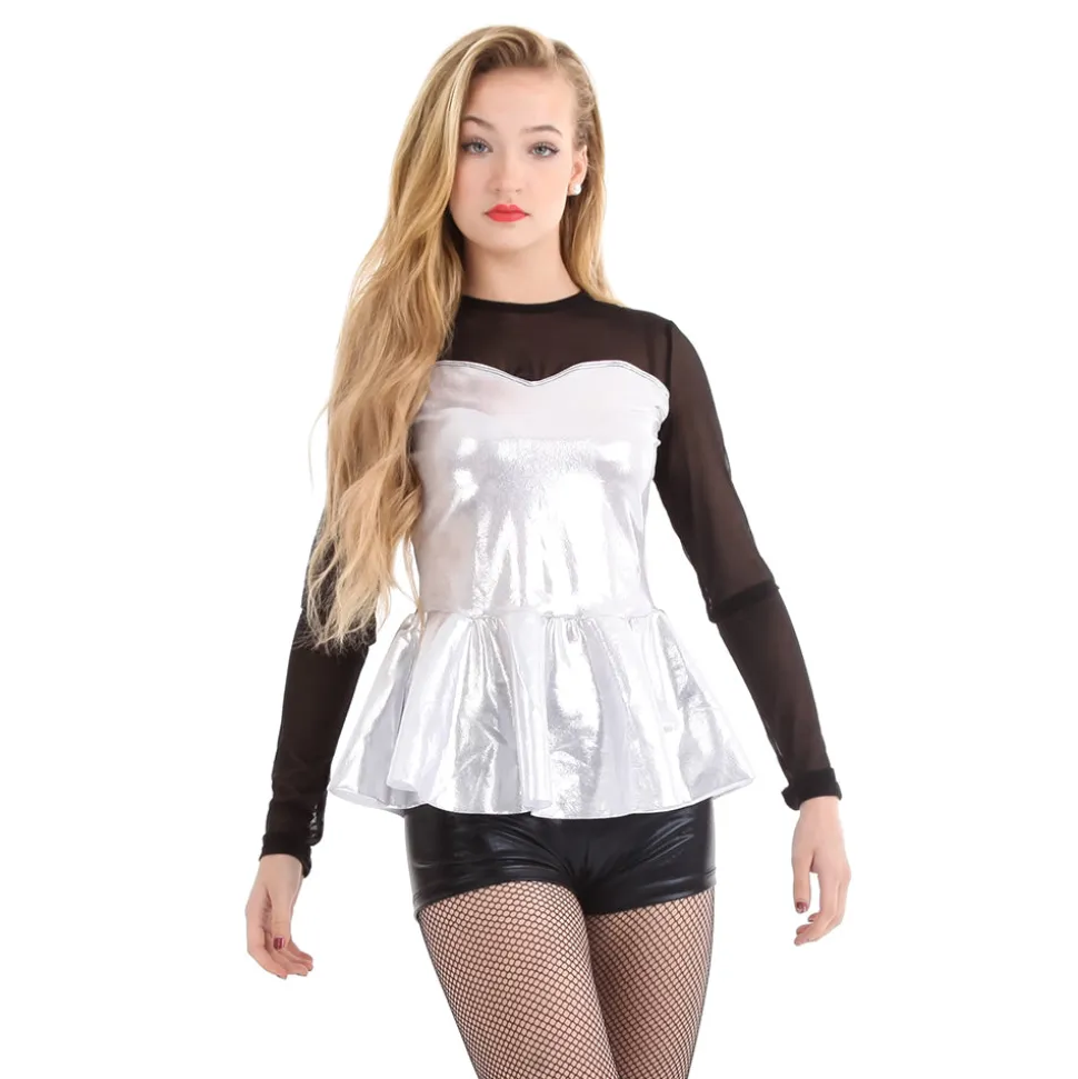 Youth Sweetheart Peplum Long Sleeve Top
