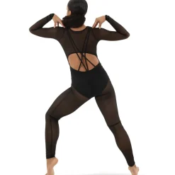 Youth V-Neck Mesh Keyhole Long Sleeve Unitard